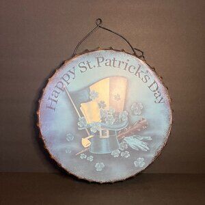 St. Patrick's Day Blue Metal St Pattys Bottle Cap Shaped Irish Wall Sign 13.5"